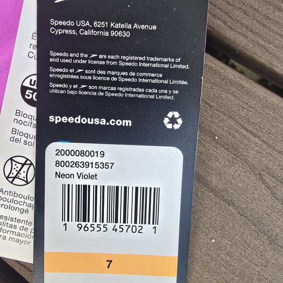 Speedo Youth Girl's Neon Violet One Piece Swimsuit Size 7 New - Picture 3 of 3